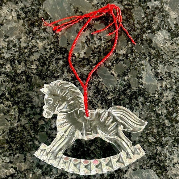 GORHAM Crystal Rocking Horse Holiday ornament Intricate Design Clear Like new - Picture 5 of 9